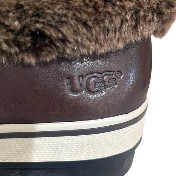 UGG Boots Womens Size 7 Brown Faux Fur Leather Buckle Winter Snow Shoes - Picture 9 of 13